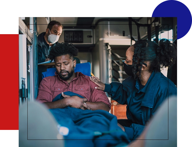 A man is sitting on the bus with his arm around another woman.